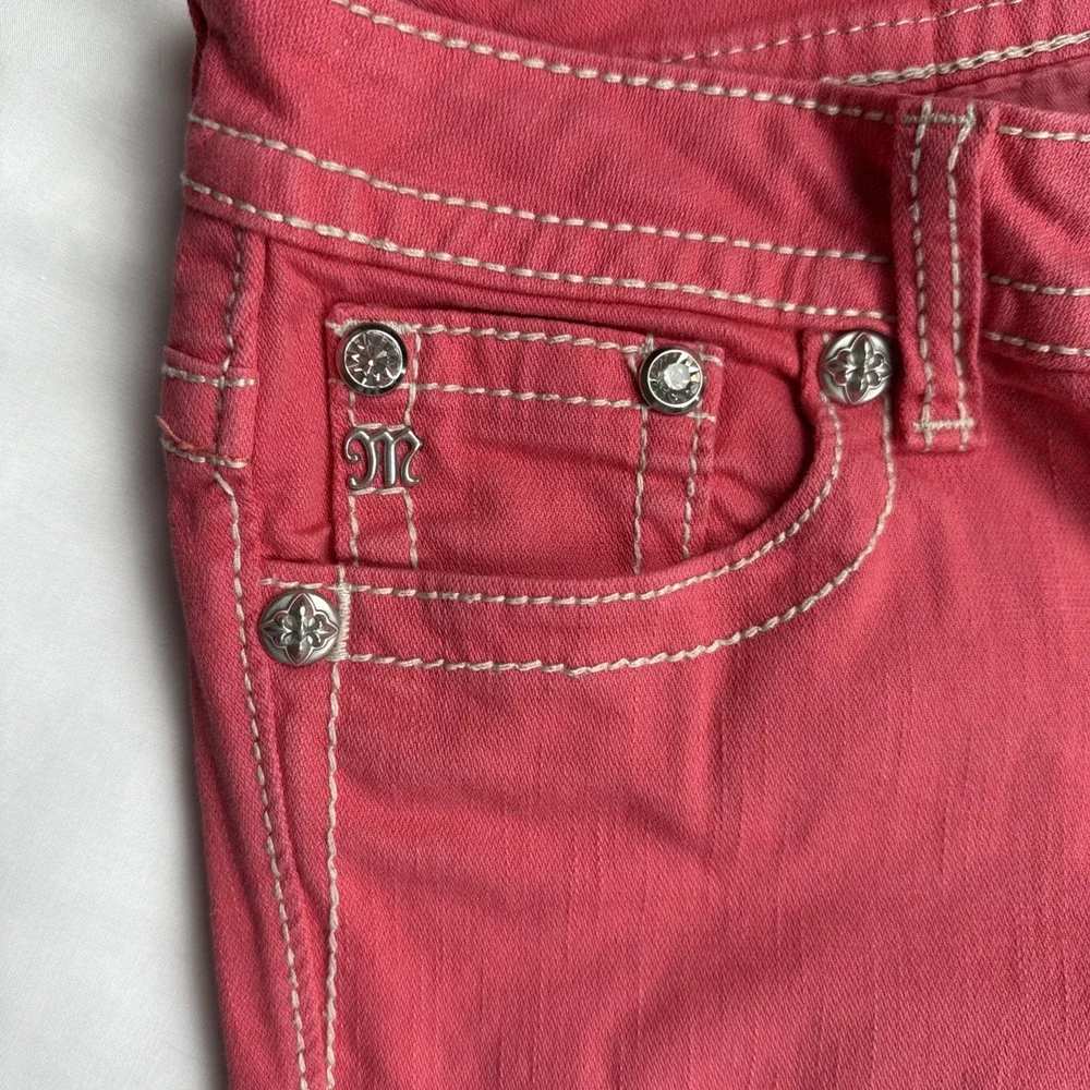 Miss Me Jeans Copped Womens Size 27 Color Melon JE5794C2  Flap Pockets Luxery - Picture 3 of 13